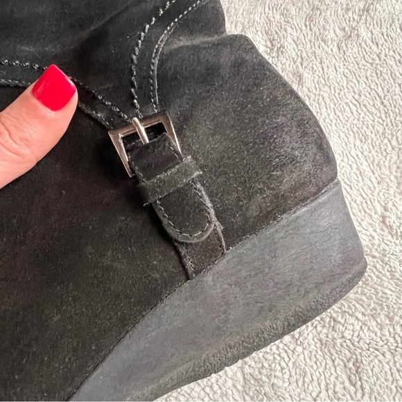 La Canadienne Sanford Suede Leather Buckle Zip Winter Ankle Boot Bootie Black - Picture 11 of 17